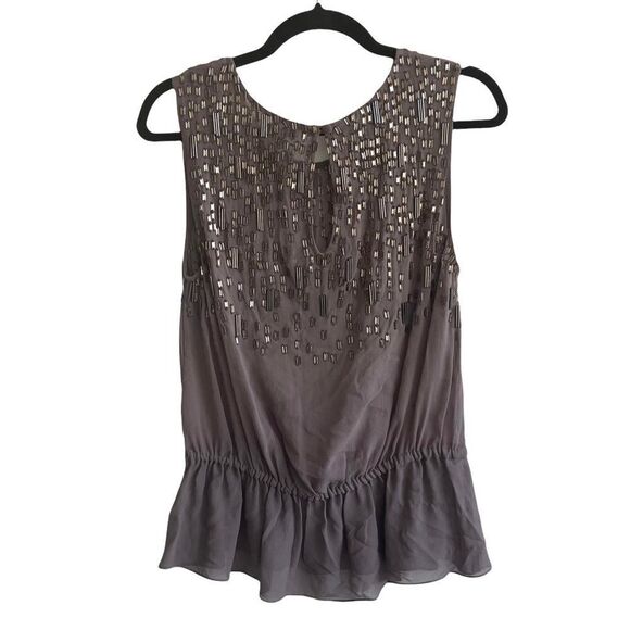 Joie Embellished Sleeveless Silk Blouse Eggplant S - Picture 3 of 5